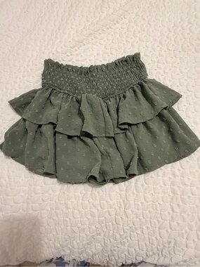 Altar'd State Olive Green Ruffle Mini Skirt